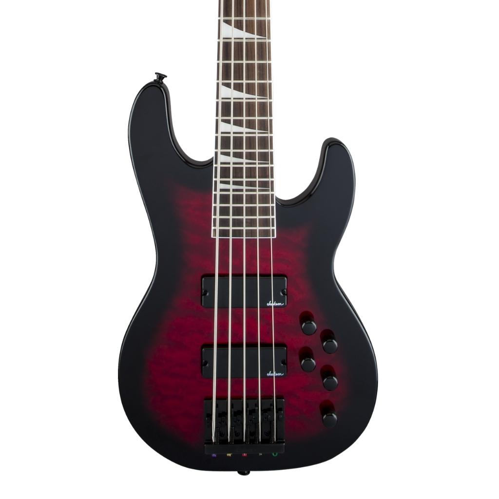 Jackson - JS Series Concert™ Bass JS3VQ, Amaranth Fingerboard - Transparent Red Burst-Sky Music