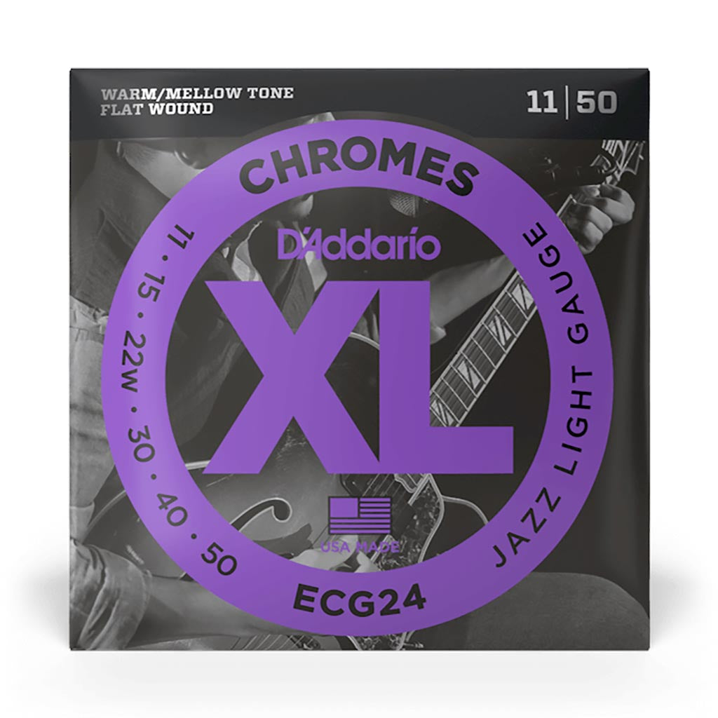 D'Addario - ECG24 - Chrome Jazz Light 11-50 Flat Wound - Electric Guitar Strings