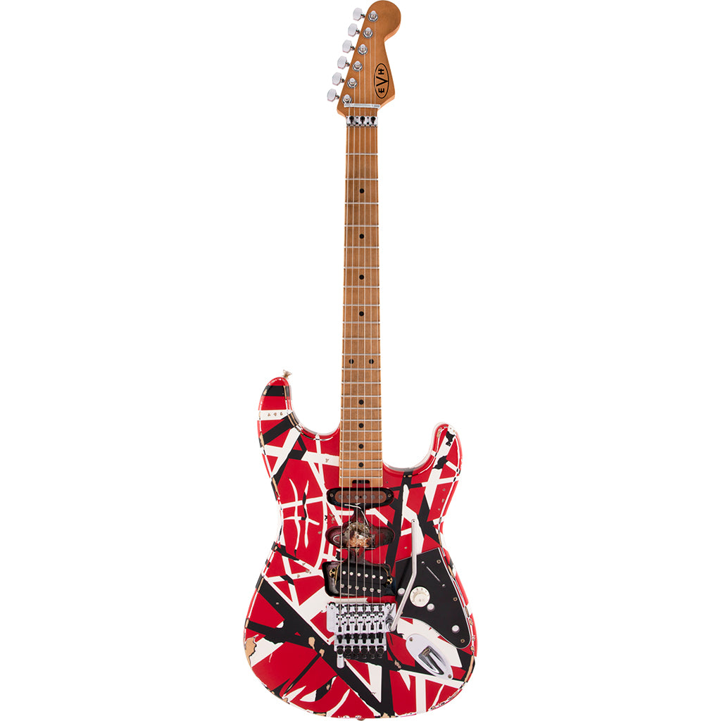 EVH - Striped Series Frankie - Maple Fingerboard - Red with Black Stripes Relic