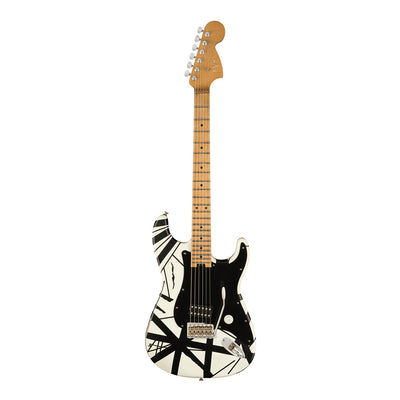EVH Striped Series 78 Eruption Maple Fingerboard White with Black Stripes Relic