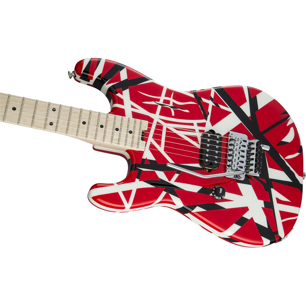 EVH Striped Series Left Handed Red Black White Hero