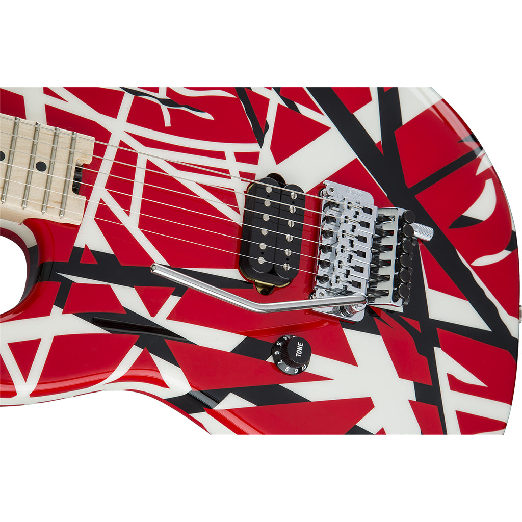 EVH Striped Series Left Handed Red Black White Hero
