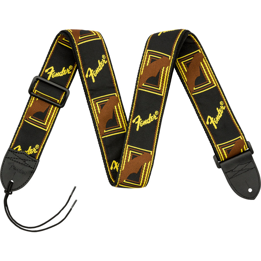 Fender® - 2" Monogrammed Strap - Black/Yellow/Brown-Sky Music