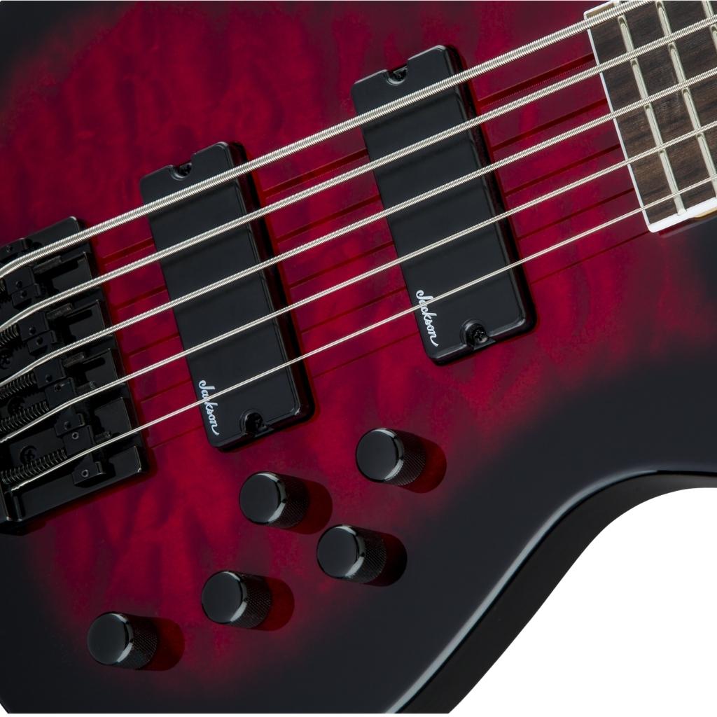 Jackson - JS Series Concert™ Bass JS3VQ, Amaranth Fingerboard - Transparent Red Burst-Sky Music