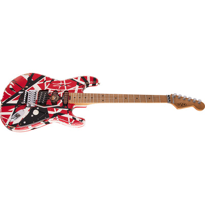 EVH - Striped Series Frankie - Maple Fingerboard - Red with Black Stripes Relic