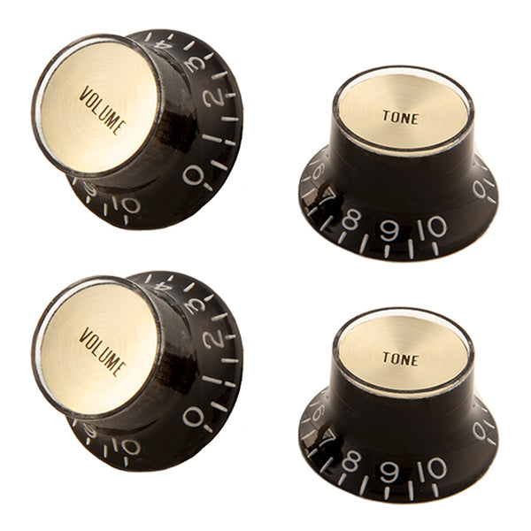 Gibson Top Hat Knobs W/Gold Metal Insert Black 4 Pack