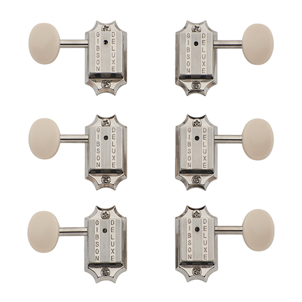Gibson Deluxe White Button Tuner Set Vintage Nickel