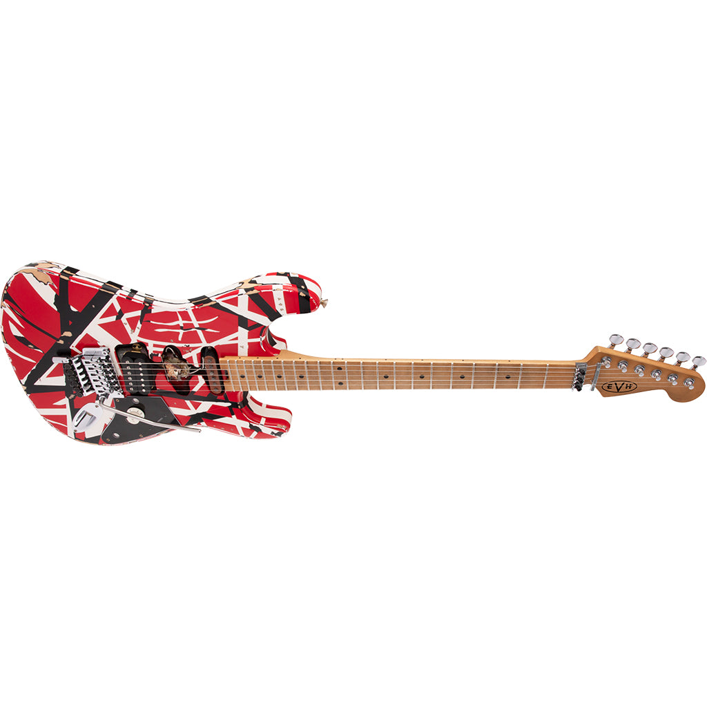 EVH - Striped Series Frankie - Maple Fingerboard - Red with Black Stripes Relic