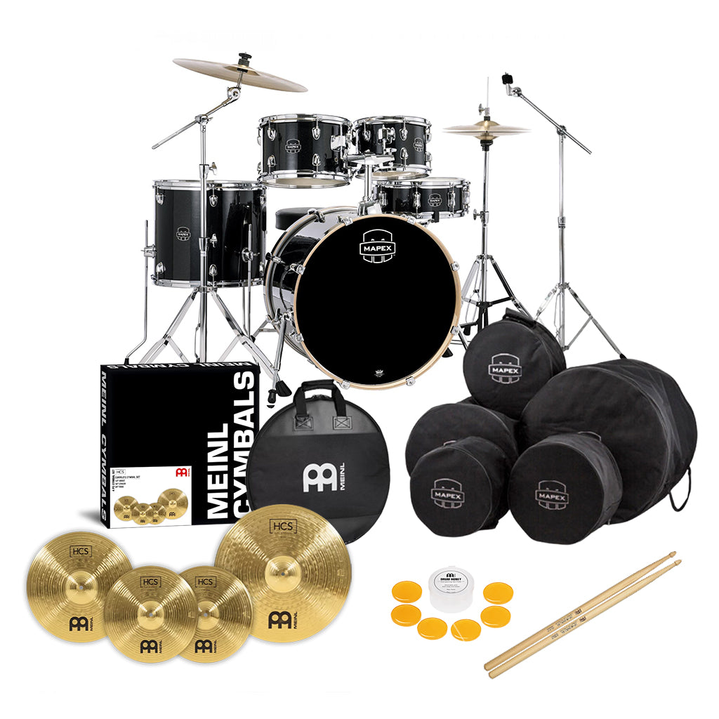 Mapex - Venus Deluxe Bundle with Hardware, Cymbals & Bags - Black Galaxy Sparkle
