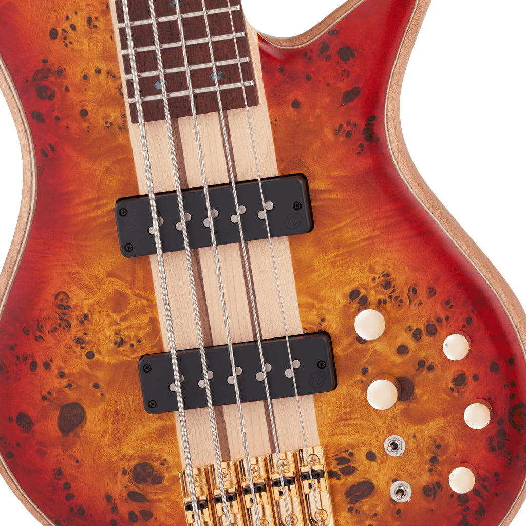 Jackson Pro Series Spectra Bass SBP V Caramelized Jatoba Fingerboard Transparent Cherry Burst
