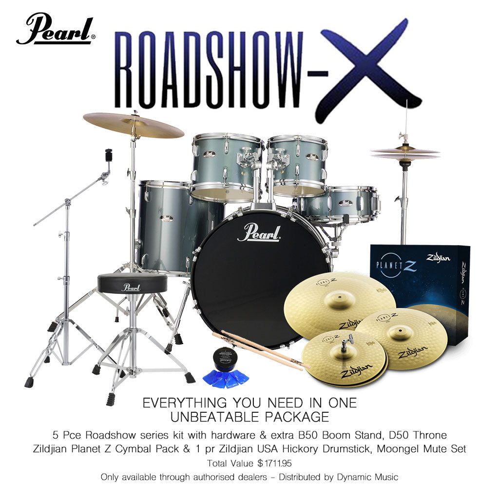 Pearl - Roadshow X 22" 5-Piece Drum Kit  Pack - Charcoal Metallic