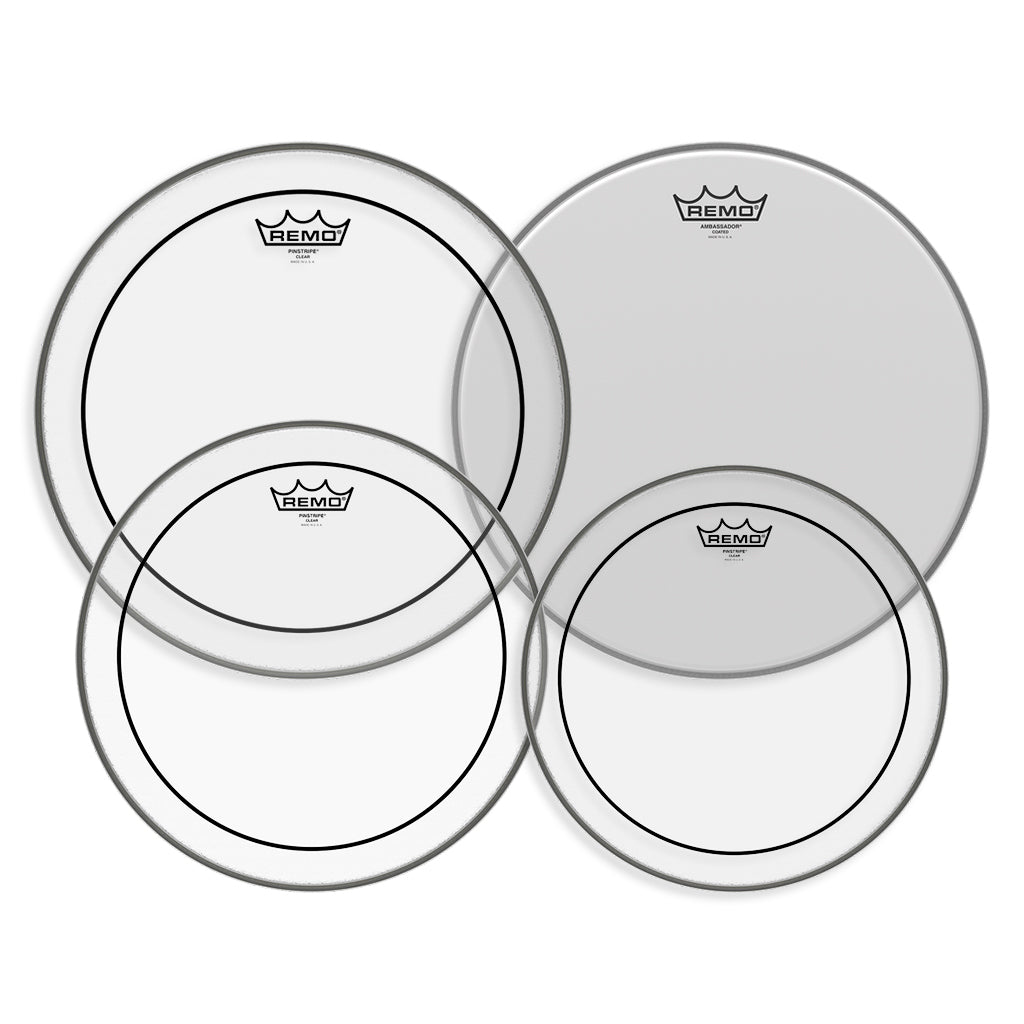 Remo - Pro Pack Pinstripe Clear - 10" 12" 14" FREE 14'' Ambassador Coated