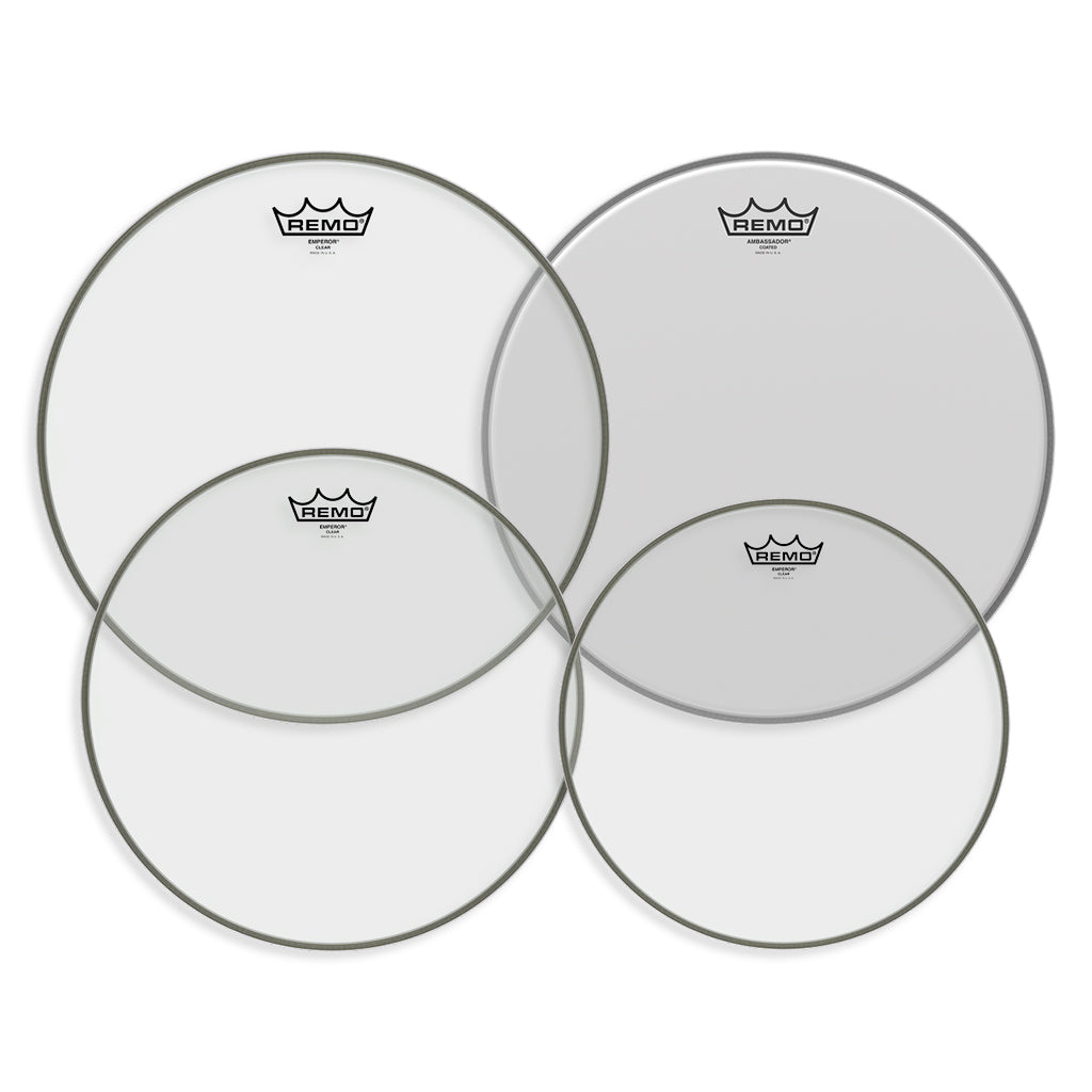 Remo - Pro Pack Emperor Clear - 10" 12" 14" FREE 14'' Ambassador Coated