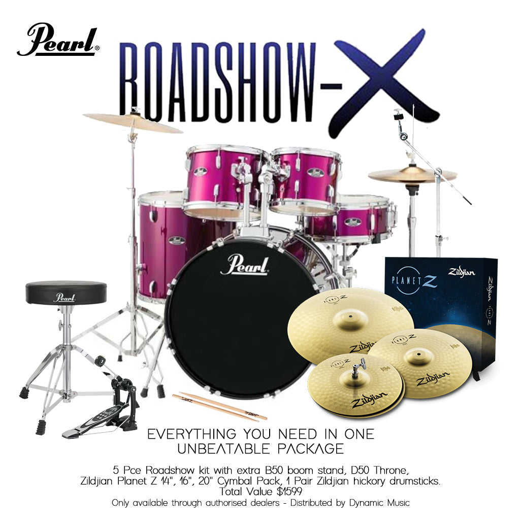 Pearl Roadshow X 20&quot; 5-Piece Fusion Drum Kit Pack - Pink Metallic