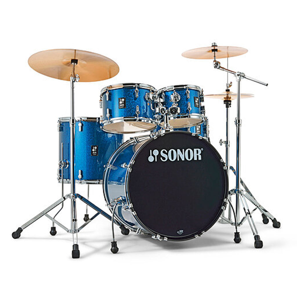 Sonor - AQX Series Stage 5-Piece Kit with 1000 Series Hardware Set & Cymbals - Blue Ocean Sparkle