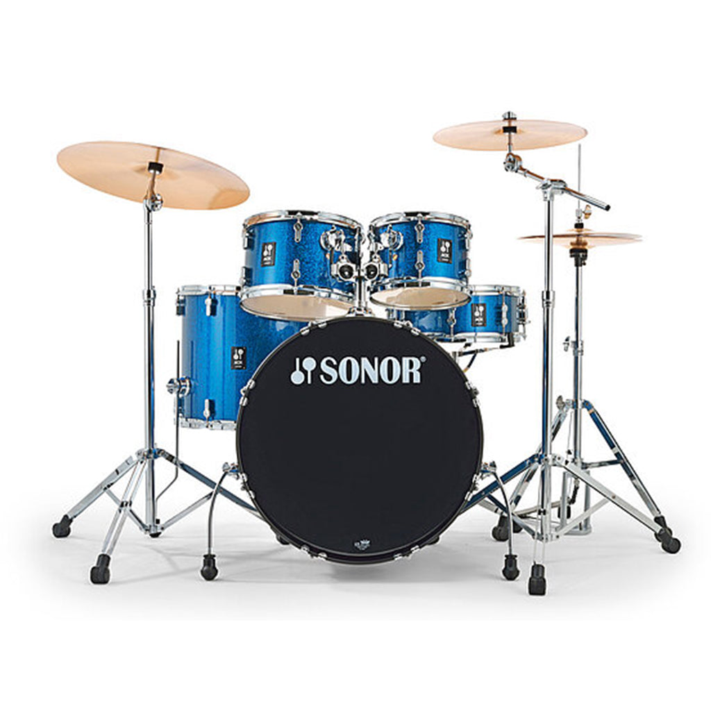 Sonor - AQX Series Stage 5-Piece Kit with 1000 Series Hardware Set & Cymbals - Blue Ocean Sparkle