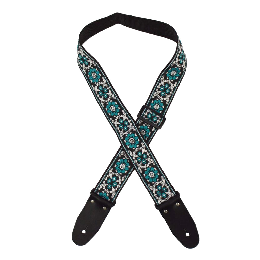 Colonial Leather Jacquard Rag Strap Aqua Flower