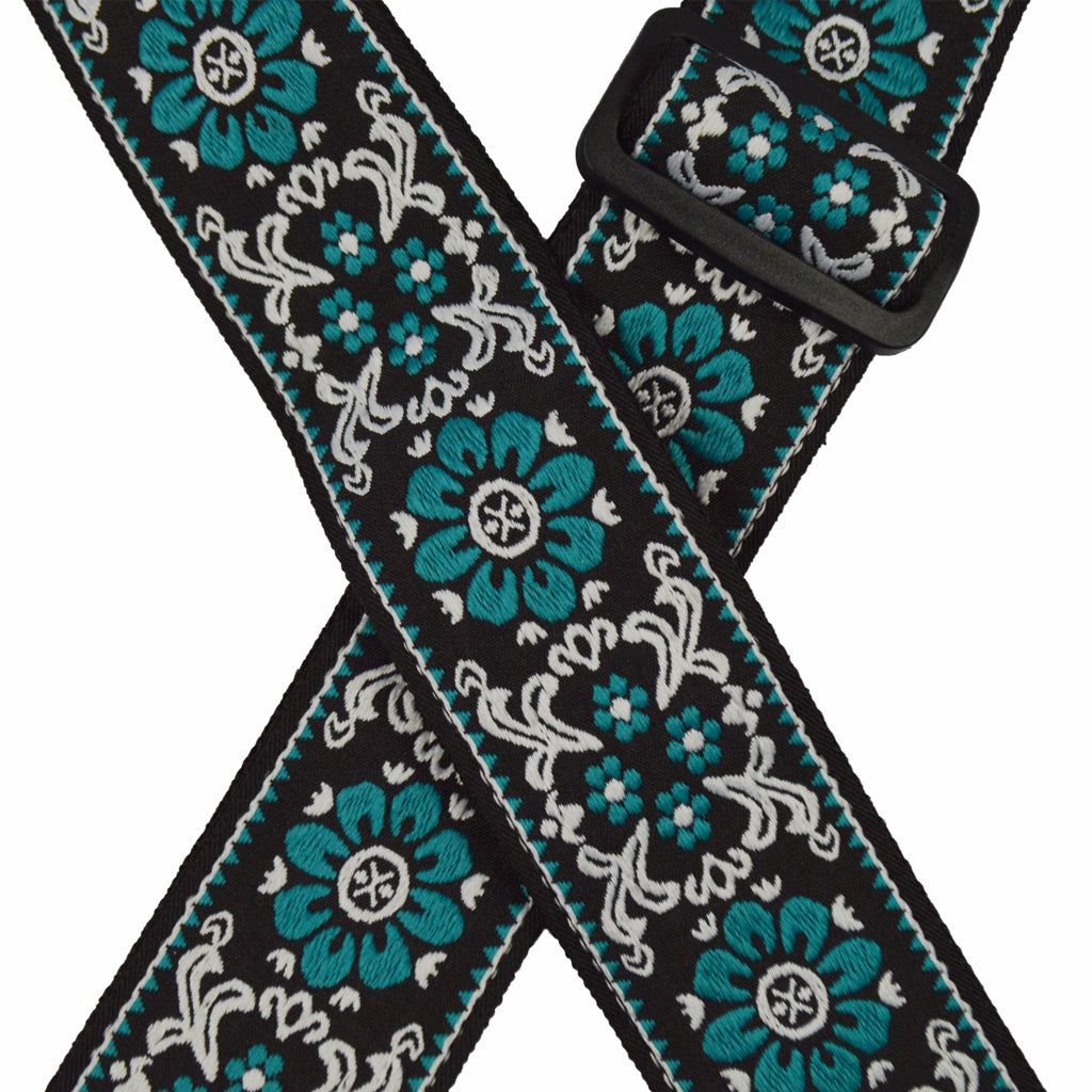 Colonial Leather Jacquard Rag Strap Aqua Flower