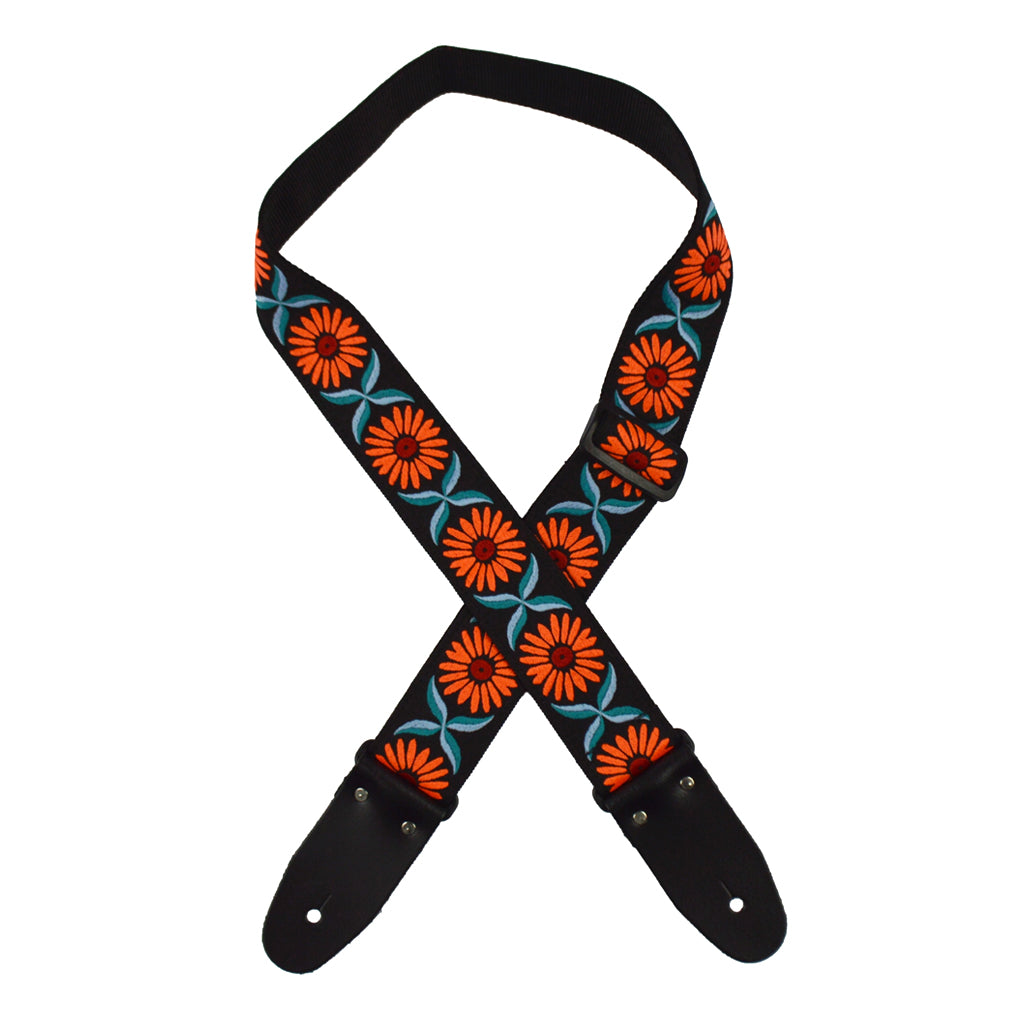 Colonial Leather Jacquard Rag Strap Orange Daisy