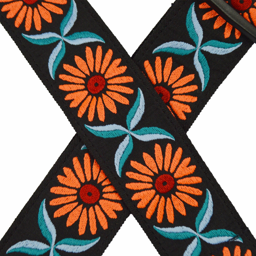 Colonial Leather Jacquard Rag Strap Orange Daisy