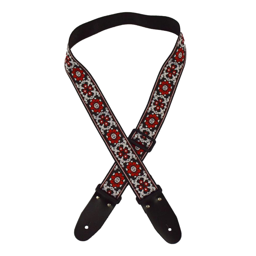 Colonial Leather Jacquard Rag Strap Red Flower