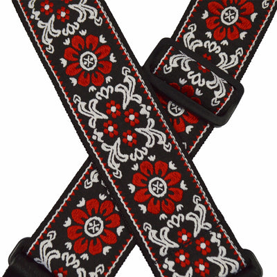 Colonial Leather Jacquard Rag Strap Red Flower