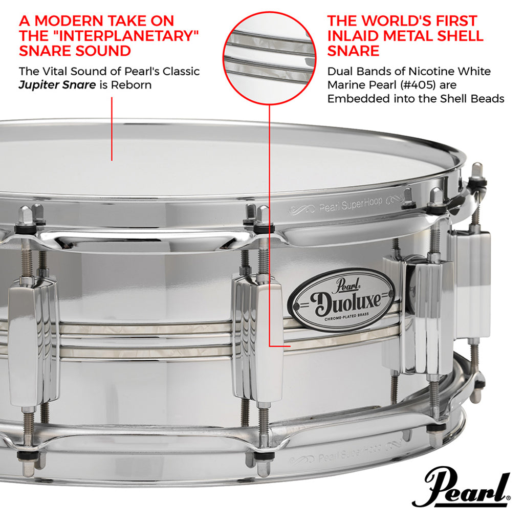 Pearl - 14"x6.5" Duoluxe - Chrome Over Brass Snare Drum