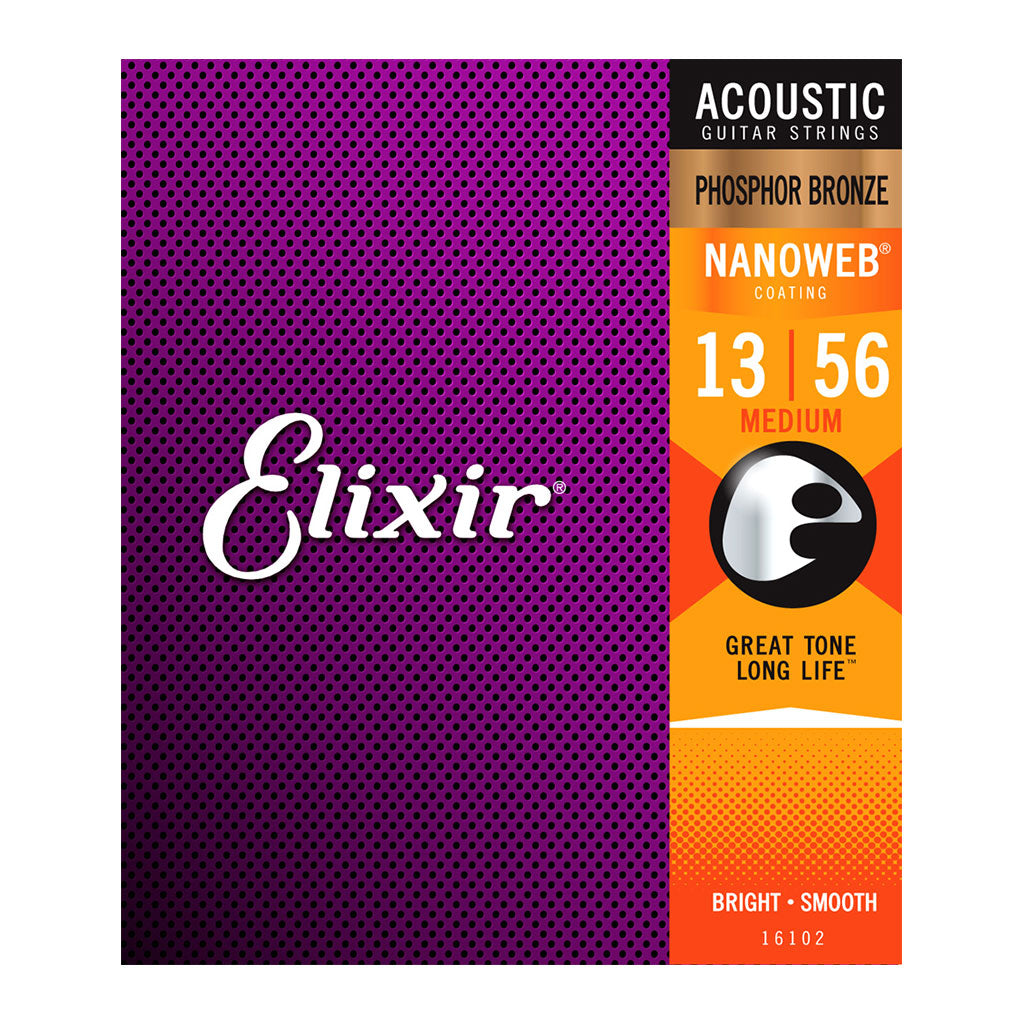 Elixir - 16102 Nanoweb Phosphor Bronze - Medium 13-56