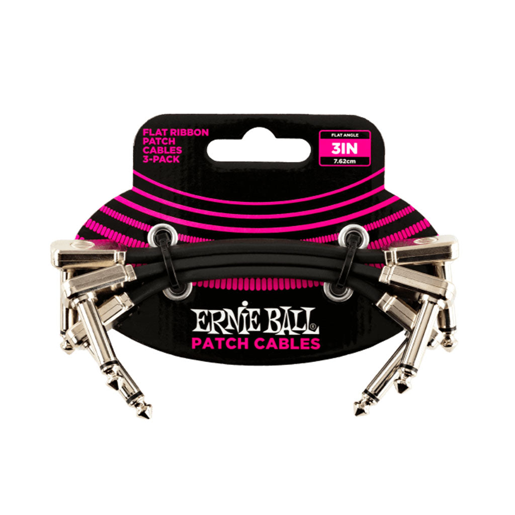 Ernie Ball Flat Ribbon 3" Patch Cable - 3 Pack