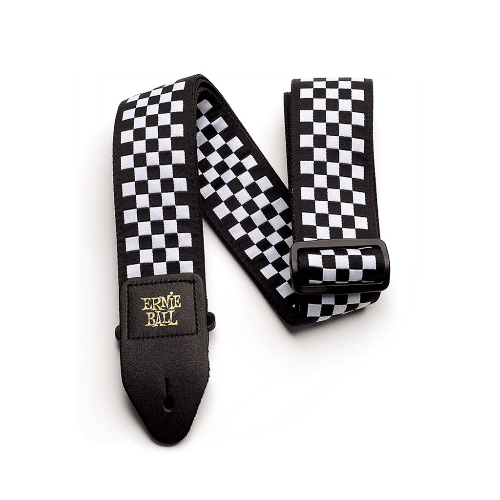 Ernie Ball Premium Strap - Black & White Checkered Jacquard Strap