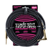 Ernie Ball 10 Black Braided Guitar Cable Straight Angle
