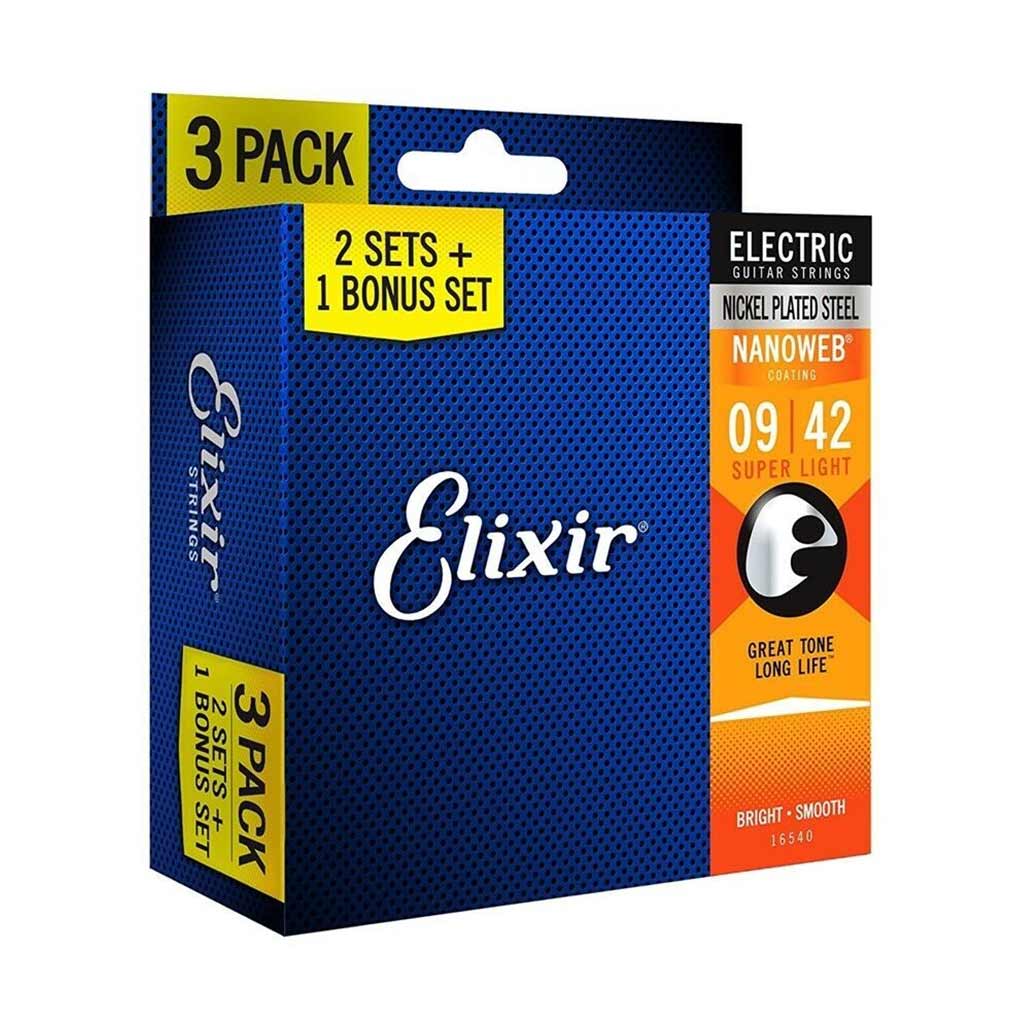 Elixir - 16540 - Nanoweb Electric 9-42 - 3 Pack - Super Light