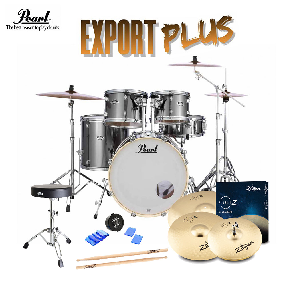 Pearl - Export 20" EXX  Fusion Plus - Drum Kit Package with Zildjian Cymbals &amp; Hardware - Smokey Chrome