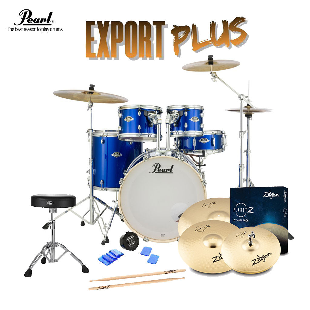 Pearl - Export 20" EXX Fusion Drum Kit Package with Zildjian Cymbals &amp; Hardware - High Voltage Blue