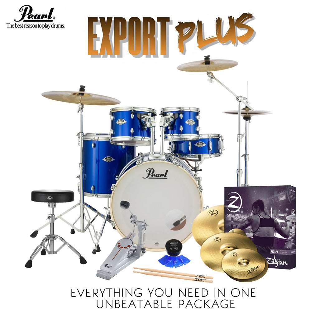 Pearl - Export 22" EXX Fusion Plus Drum Kit Package with Zildjian Cymbals & Hardware - High Voltage Blue