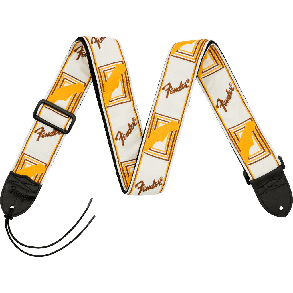 Fender - 2&quot; Monogrammed Strap - White/Brown/Yellow