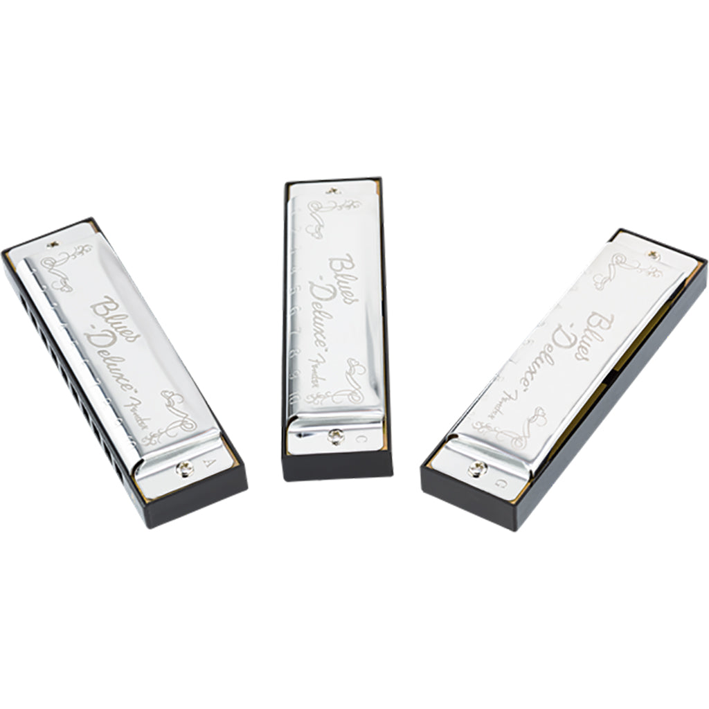 Fender Blues Deluxe Harmonica 3 Pack - Chrome