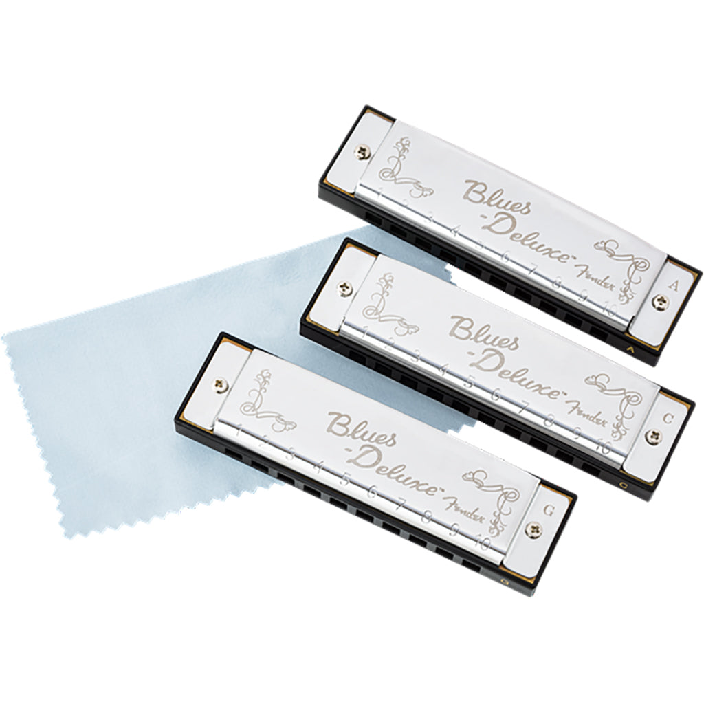 Fender Blues Deluxe Harmonica 3 Pack - Chrome