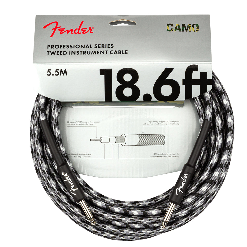Fender Professional Series Instrument Cable Straight Straight 18.6 Winter Camo