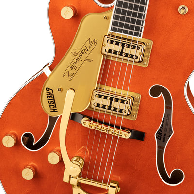 Gretsch G6120TG LH Players Edition Nashville Hollow Body with String Thru Bigsby and Gold Hardware Left Handed Orange Stain