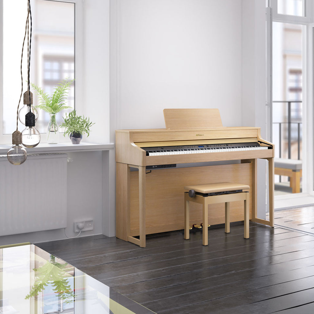 Roland HP702 Digital Piano and Stool Light Ash