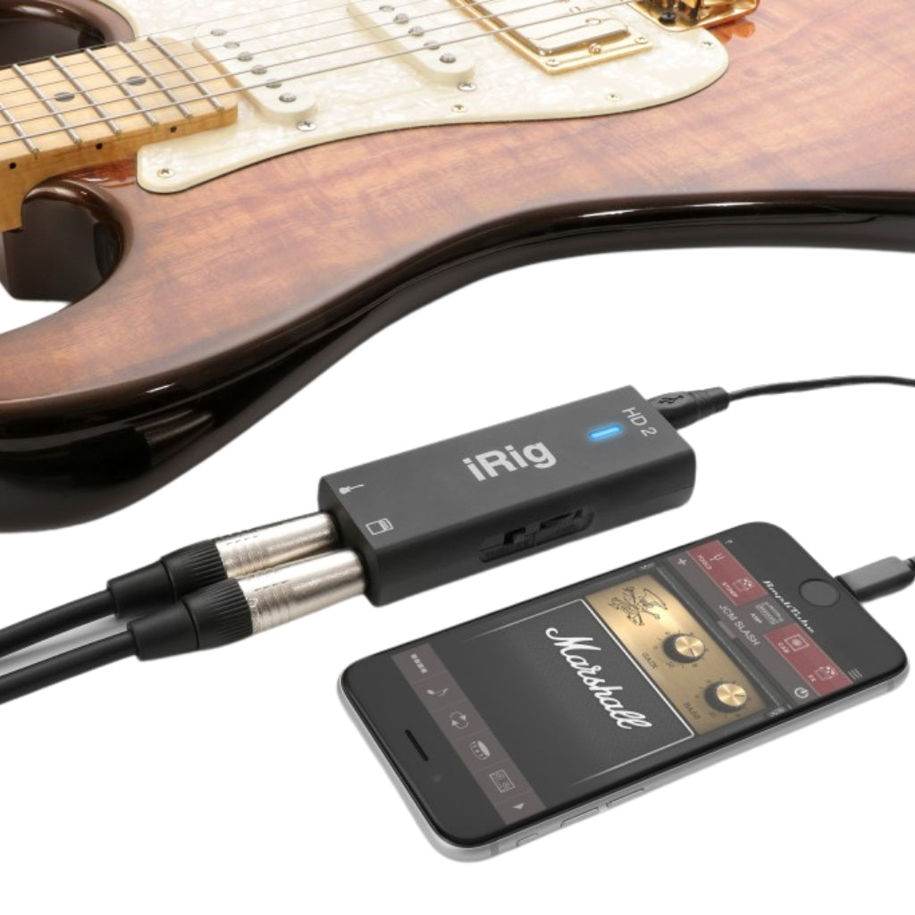 IK iRig HD 2 Professional Quality Digital Guitar Interface for iPhone iPad Mac & PC