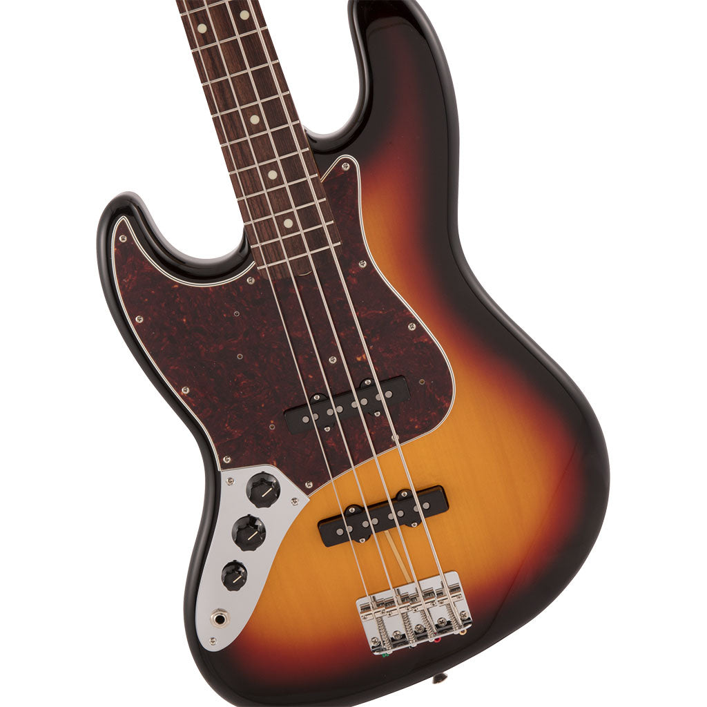 Fender Japan Traditional 60's Jazz Bass Left Handed - 3 Tone Sunburst - Rosewood Fretboard