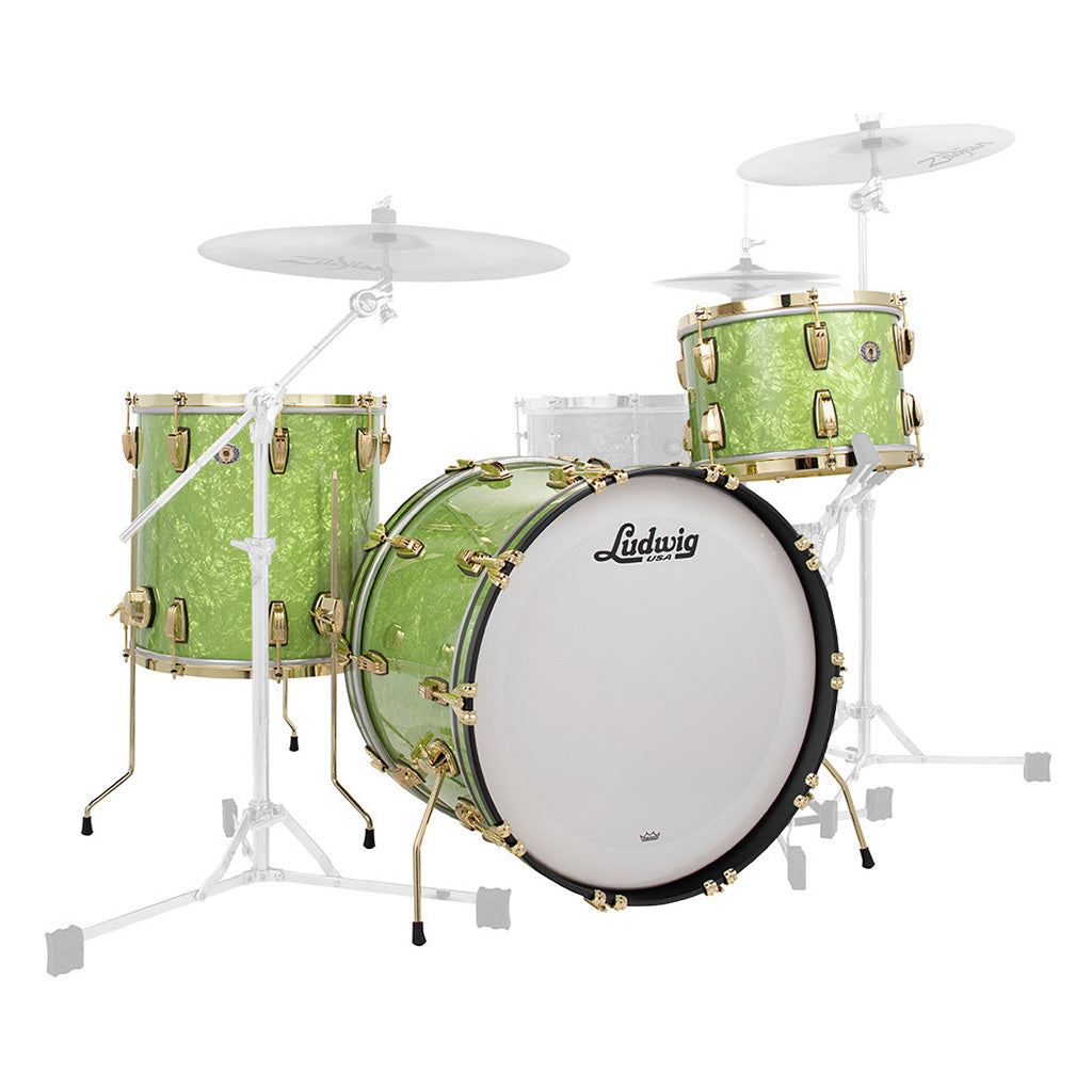 Ludwig - 110th Anniversary Classic Maple KIT - Emerald Green Ripple with Brass HW - 13, 16, 22