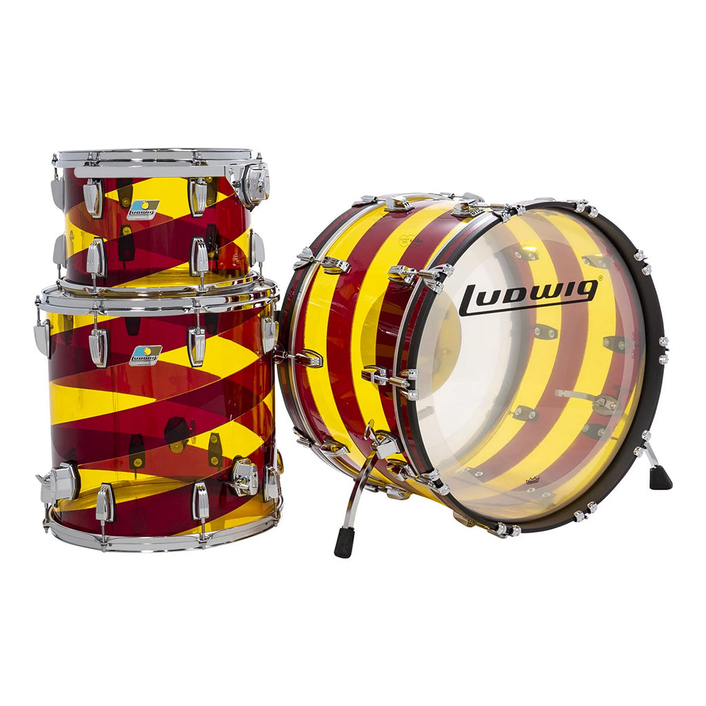 Ludwig Vistalite 50th Anniversary 22&quot; 3-Piece Fab Shell Pack - Red Yellow-Sky Music