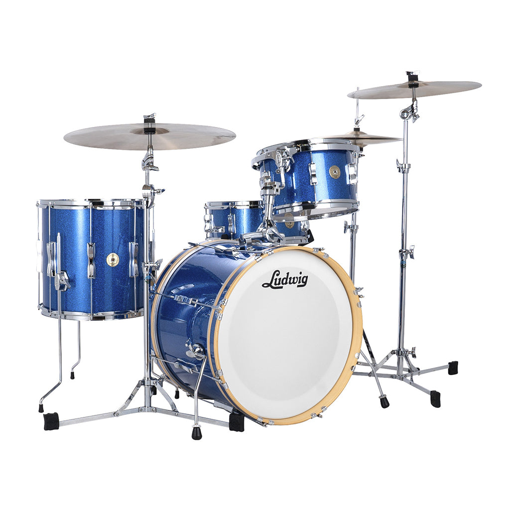 Ludwig - Continental Club 20&quot; Downbeat Plus - 4-Piece Shell Pack Blue Sparkle