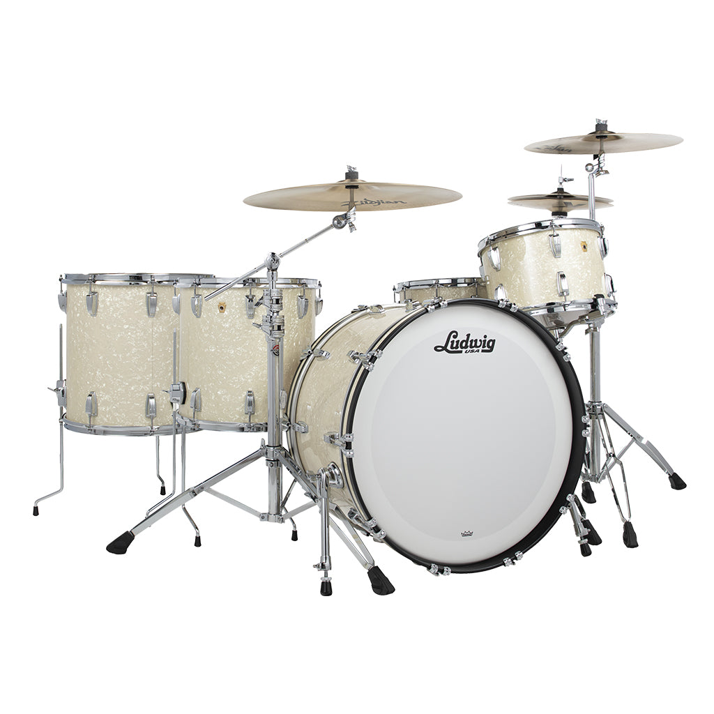 Ludwig Legacy Mahogany 22&quot; Pro Beat Special 4-Piece Shell Pack - Vintage White Marine-Sky Music