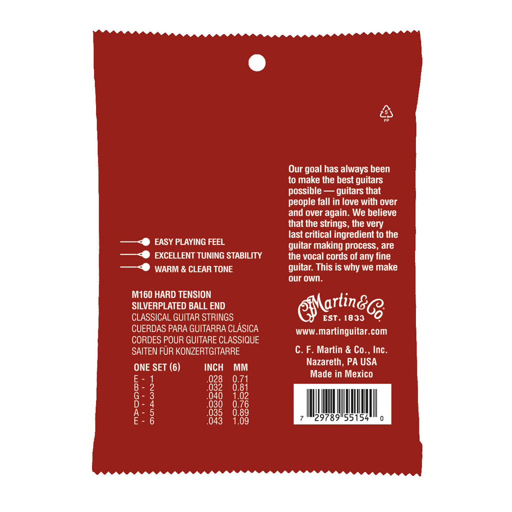 Martin M160 Classical Strings High Tension Ball End 28 43 Guitar Strings