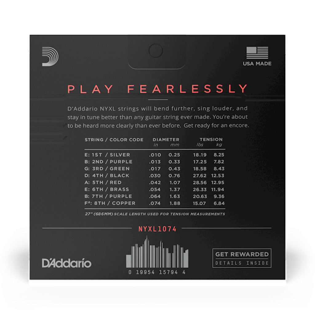 D'Addario - NYXL1074 10-74 Light Top / Heavy Bottom 8 String Set