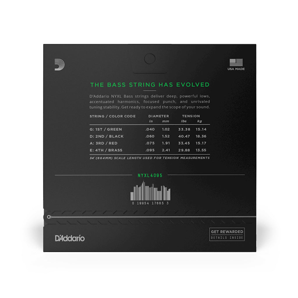 D'Addario - NYXL4095 - Nickel Wound Bass Guitar Strings, Super Light, 40-95, Long Scale